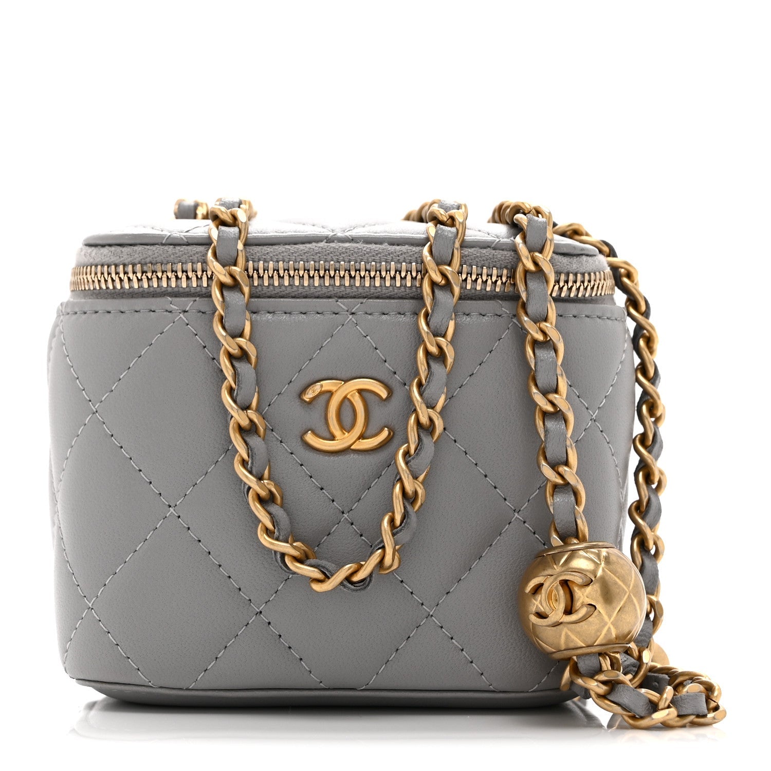 Chanel Lambskin Quilted Pearl Crush Mini Vanity Case With Chain Light Purple