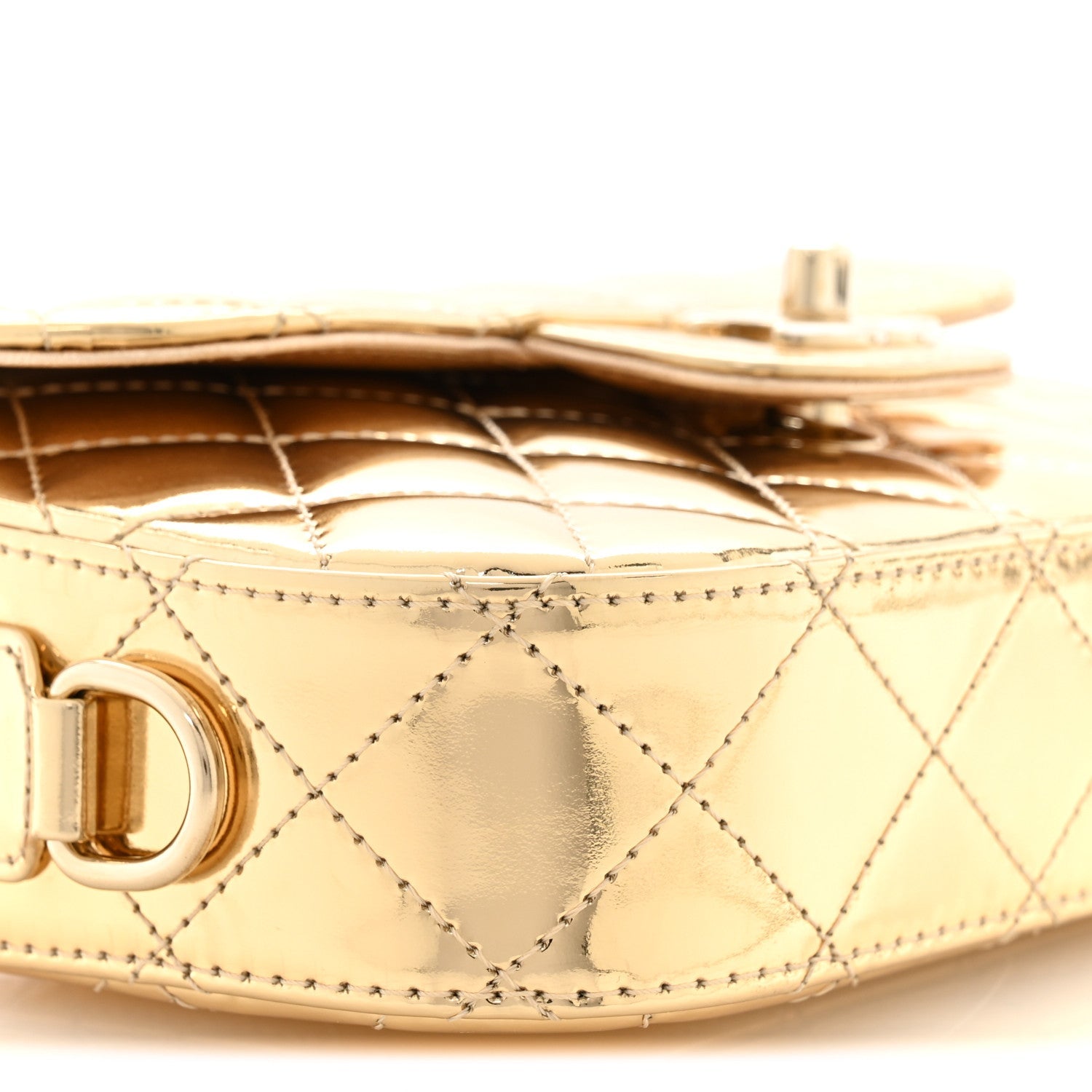 Chanel Mirror Calfskin Metallic Calfskin Quilted Hollywood Boulevard Mini Flap Gold