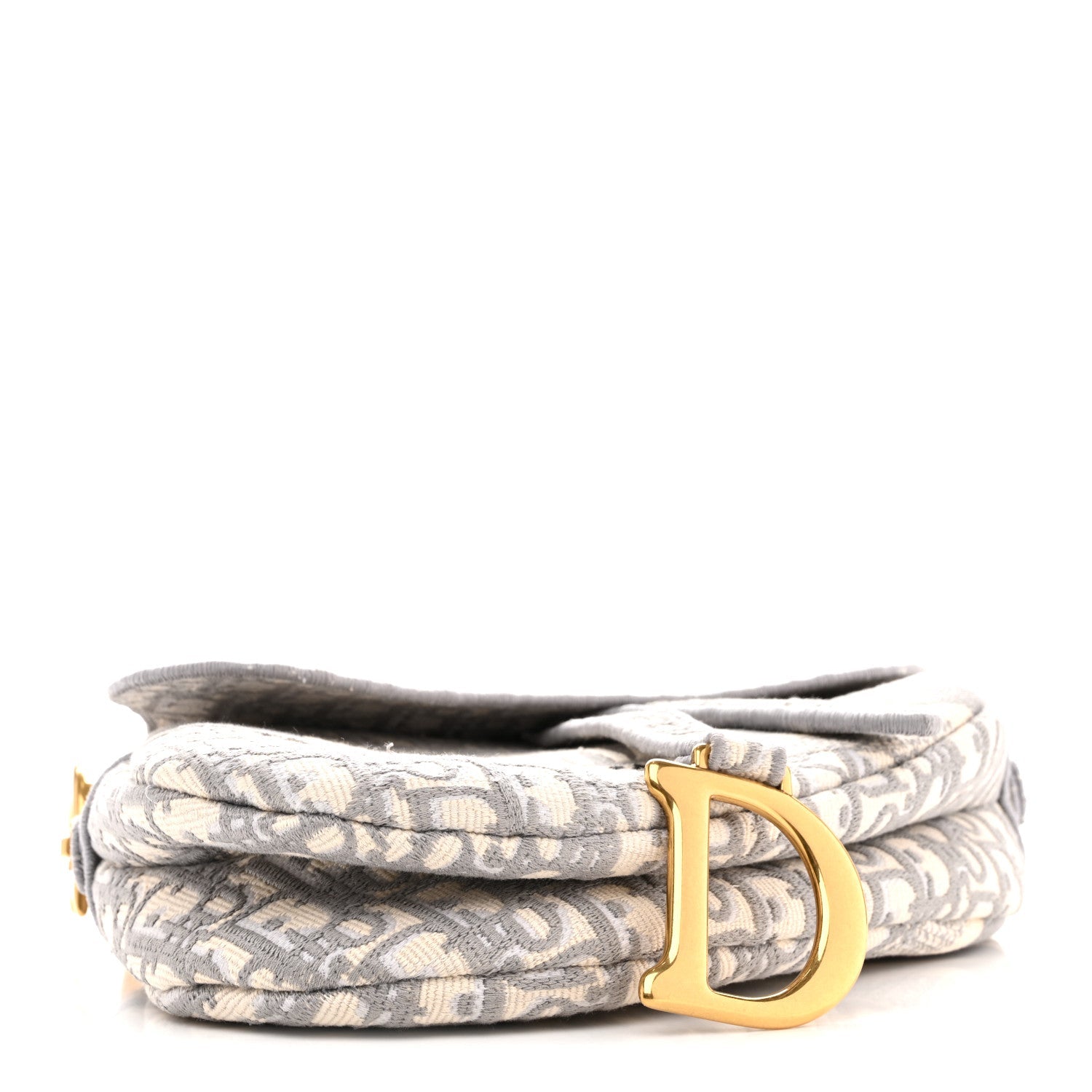 Christian Dior Oblique Embroidered Saddle Bag Gray