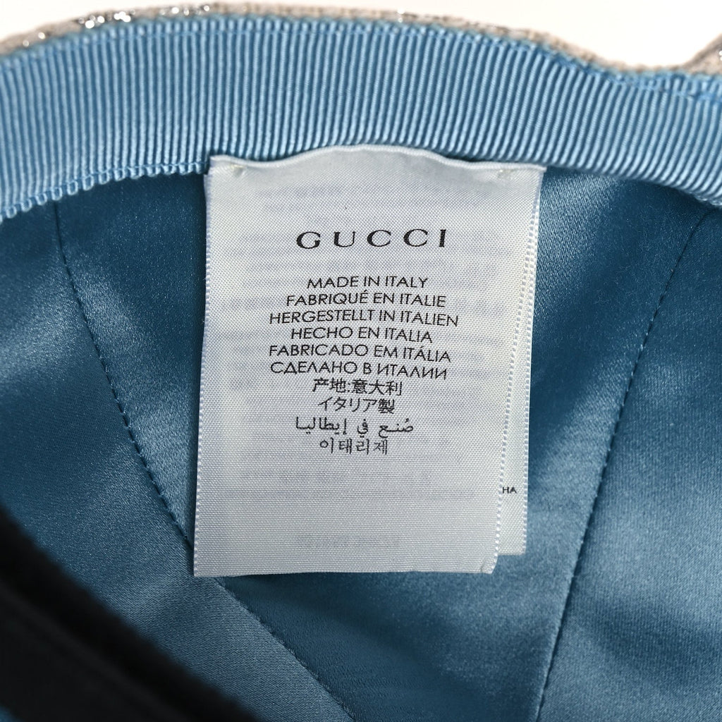 Gucci Canvas Lame GG Monogram Rush Baseball Hat M Gardenia Silver