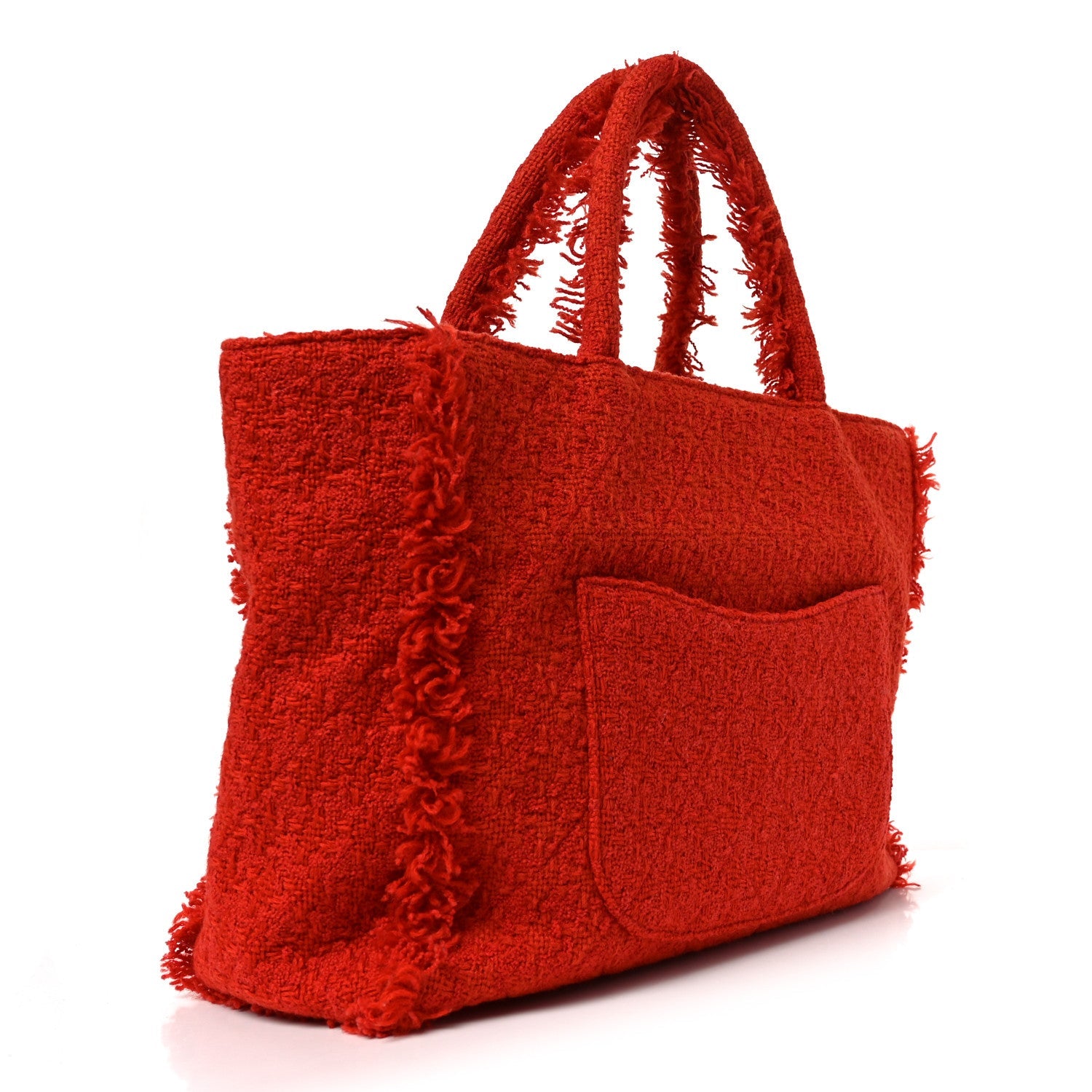 Chanel Wool Tweed Large Zipped Shopping Tote Dark Orange