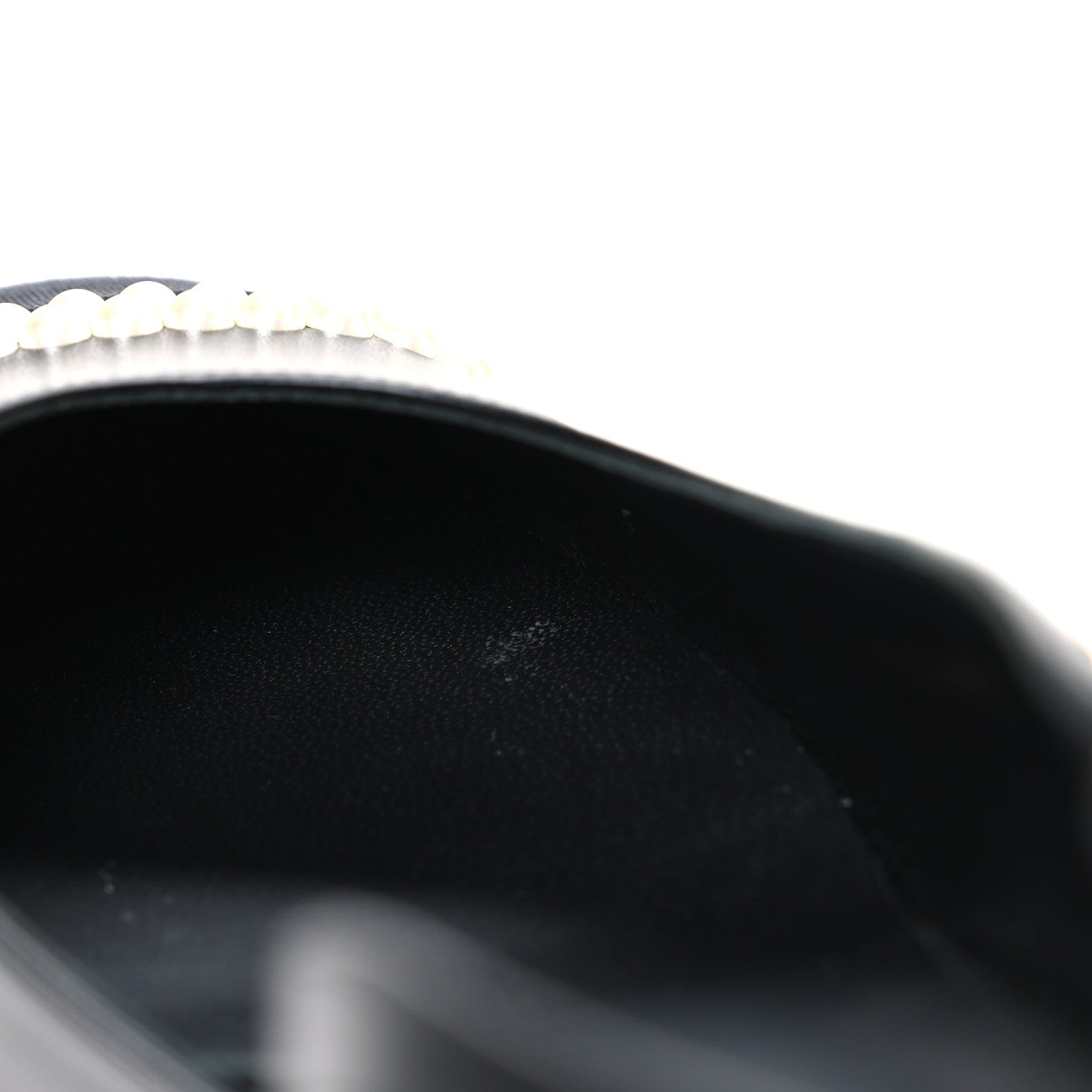 Lambskin Grosgrain Pearl Cap Toe CC Slingback Pumps 40.5 Black