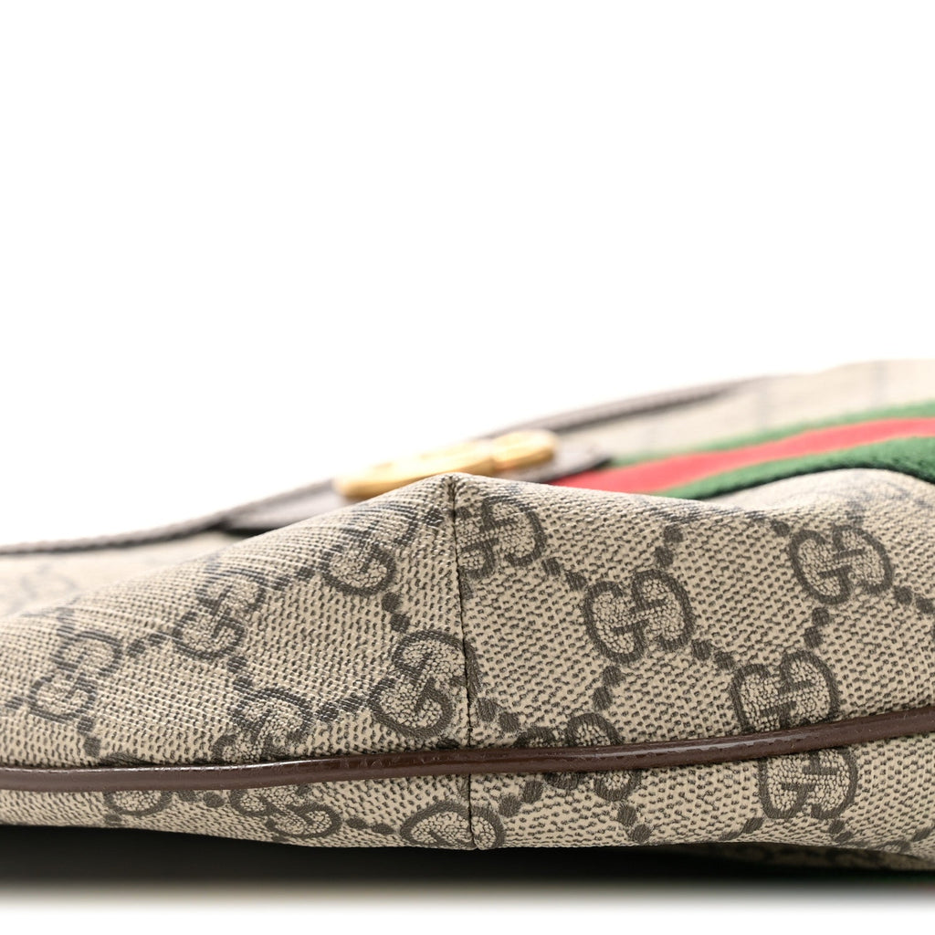 Gucci GG Supreme Monogram Web Small Ophidia Half Moon Hobo Brown