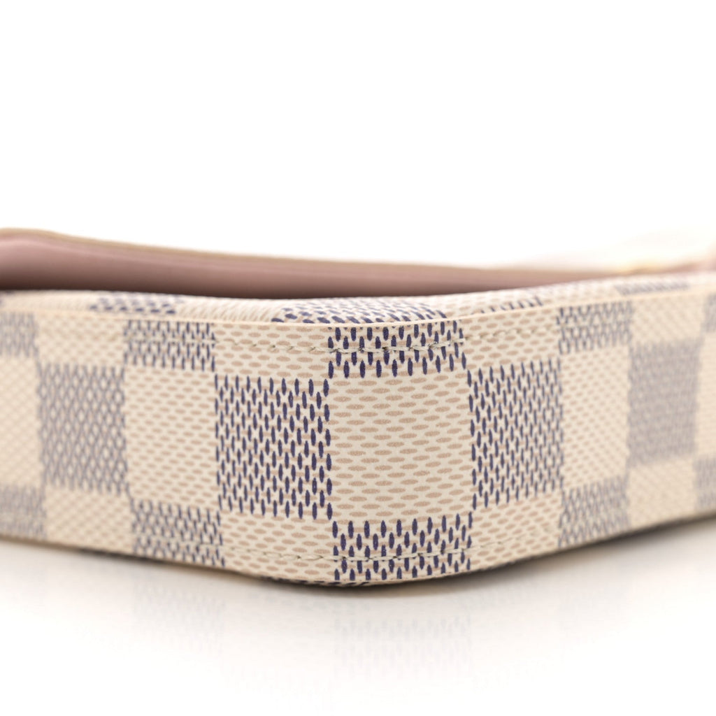 Louis Vuitton Damier Azur Pochette Felicie Chain Wallet Rose Ballerine