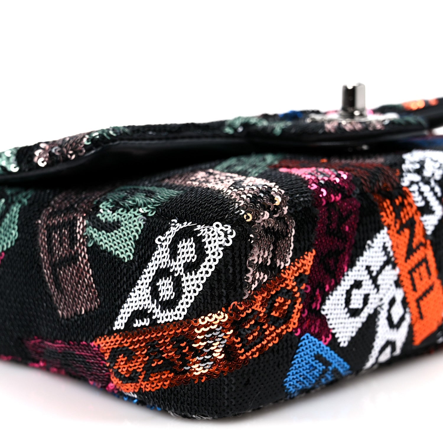Chanel Sequin Logo Small Flap Ruthenium Multicolor