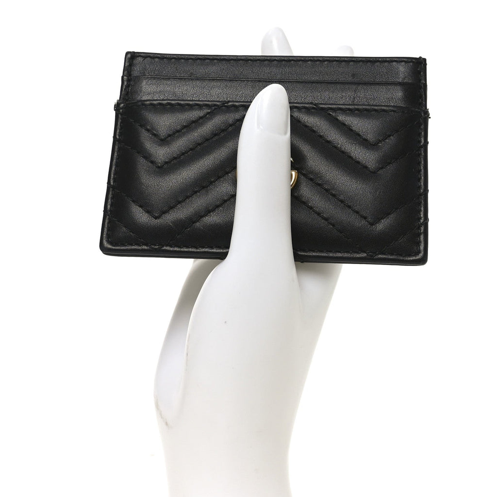 Gucci Calfskin Matelasse GG Marmont Card Holder Black
