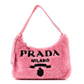 Prada Terry Cloth Mini Re-Edition 2000 Bag Petalo Black