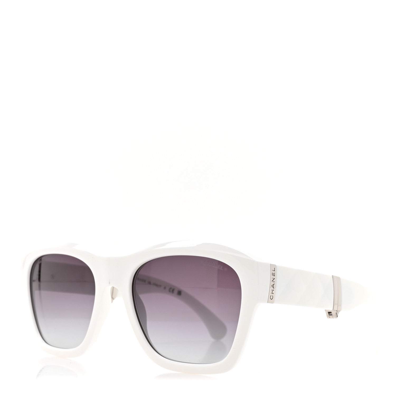 Acetate Metal Crystal Square Folding Sunglasses 6055-B White
