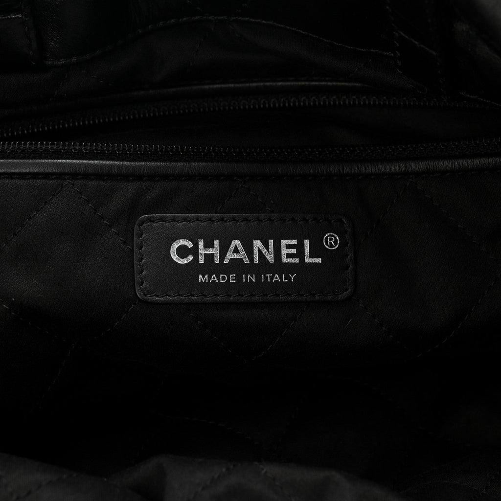 Chanel Shiny Calfskin Quilted Chanel 22 Backpack So Black