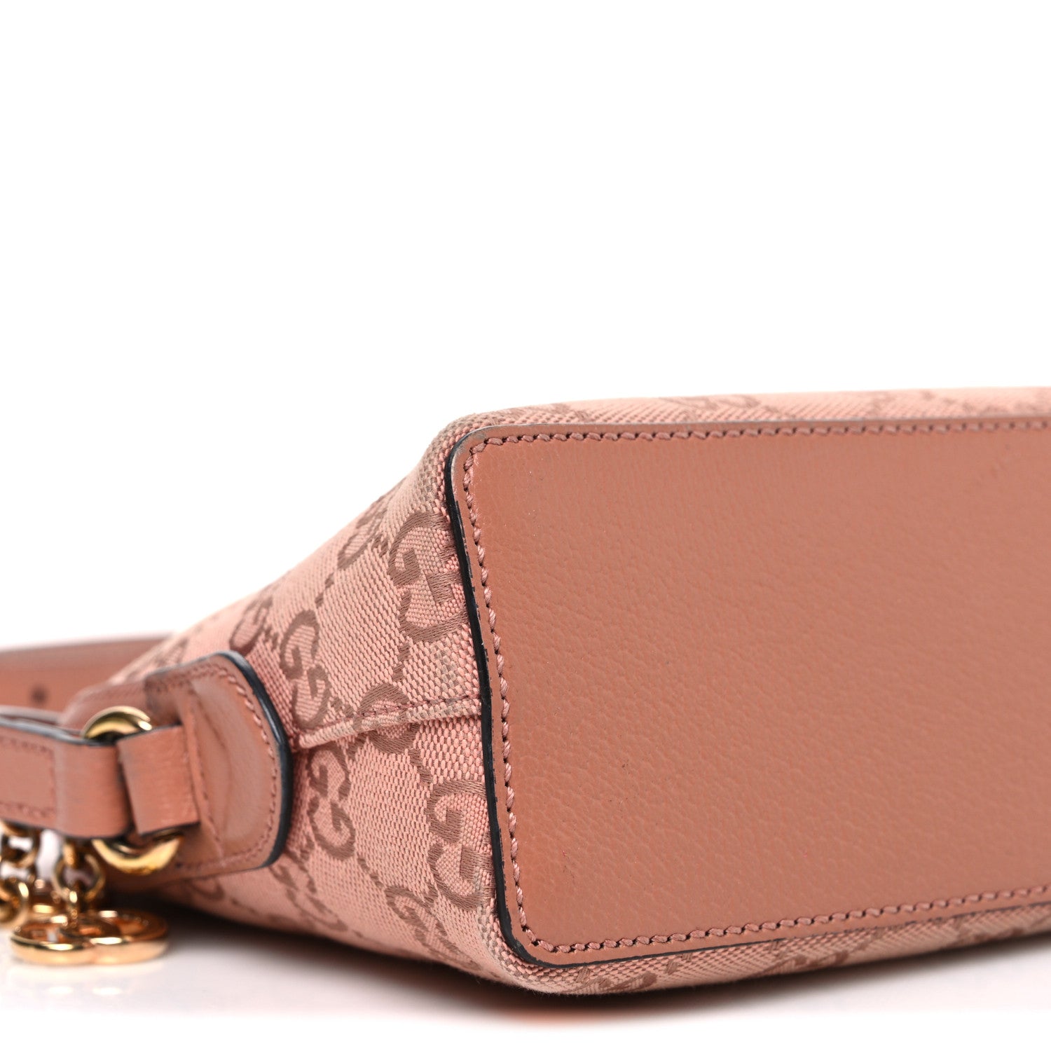 Gucci Monogram Textured Dollar Calfskin Small Ophidia Dome Shoulder Bag Cloche Rose Pink
