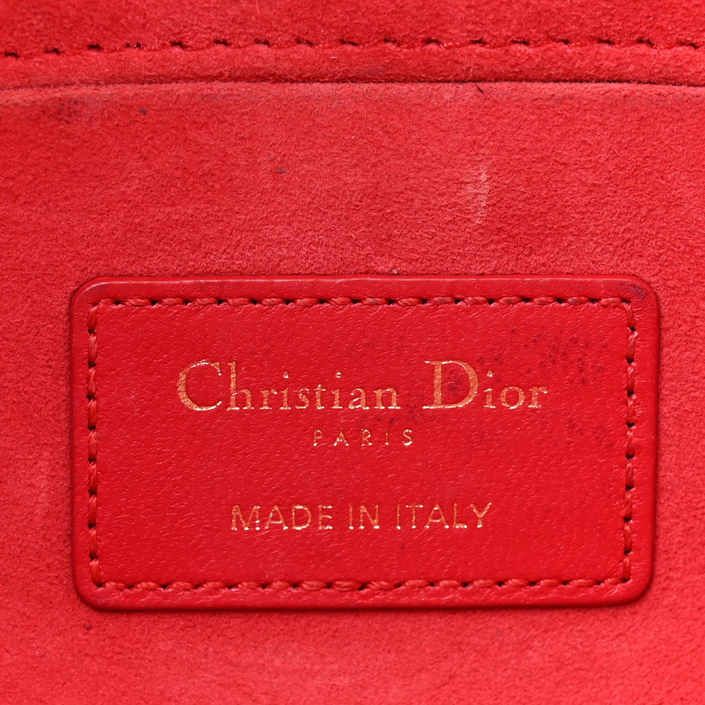 Christian Dior Lambskin Cannage Medium Lady D-Joy Red