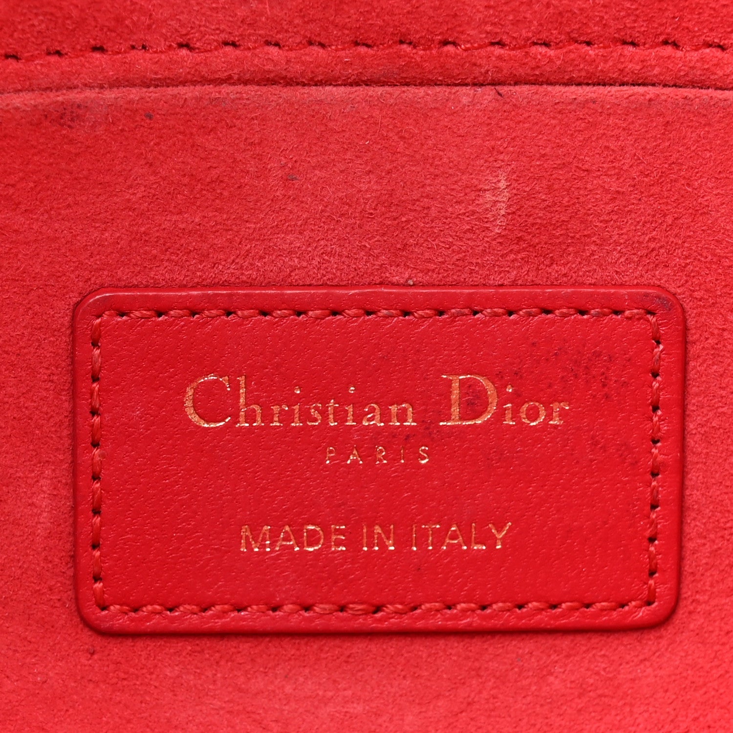 Christian Dior Lambskin Cannage Medium Lady D-Joy Red