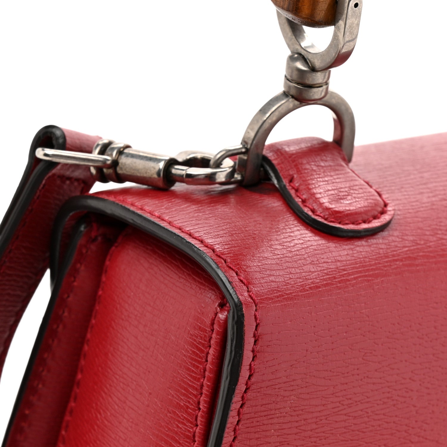 Gucci Shangai Calfskin Small Classic Bamboo Top Handle Bag Romantic Cerise