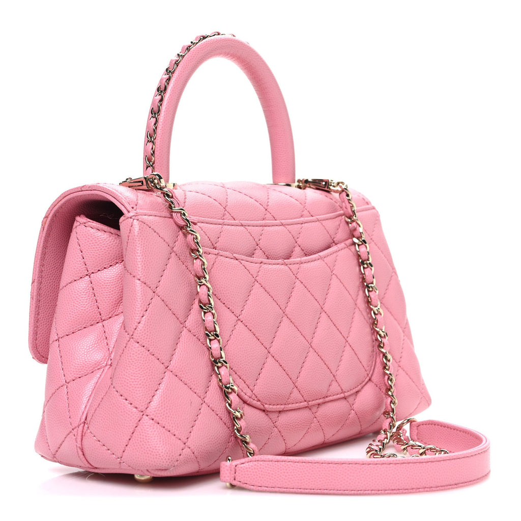 Chanel Caviar Quilted Mini Coco Chain Handle Flap Pink