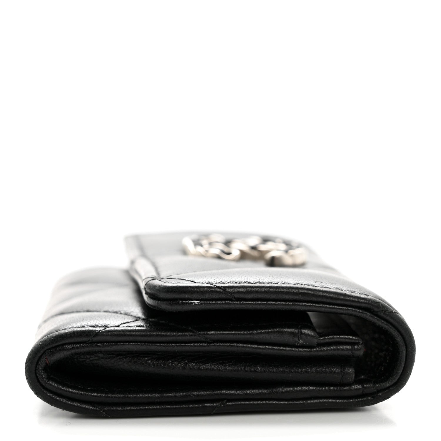 Lambskin Quilted Chanel 19 Flap Card Holder Black