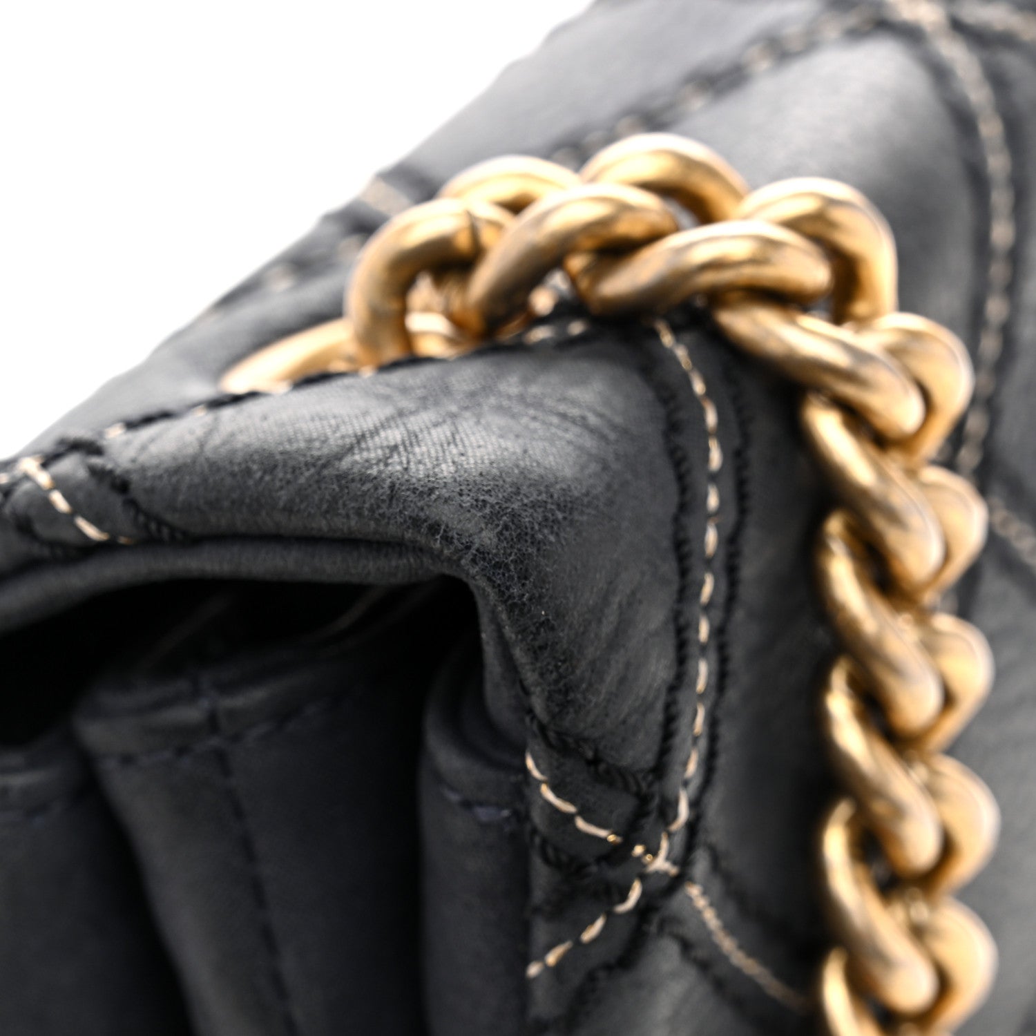 Chanel Iridescent Calfskin Triple Stitched Medium Flap Navy
