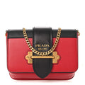 Prada Saffiano City Calf Cahier Belt Bag Fuoco Black