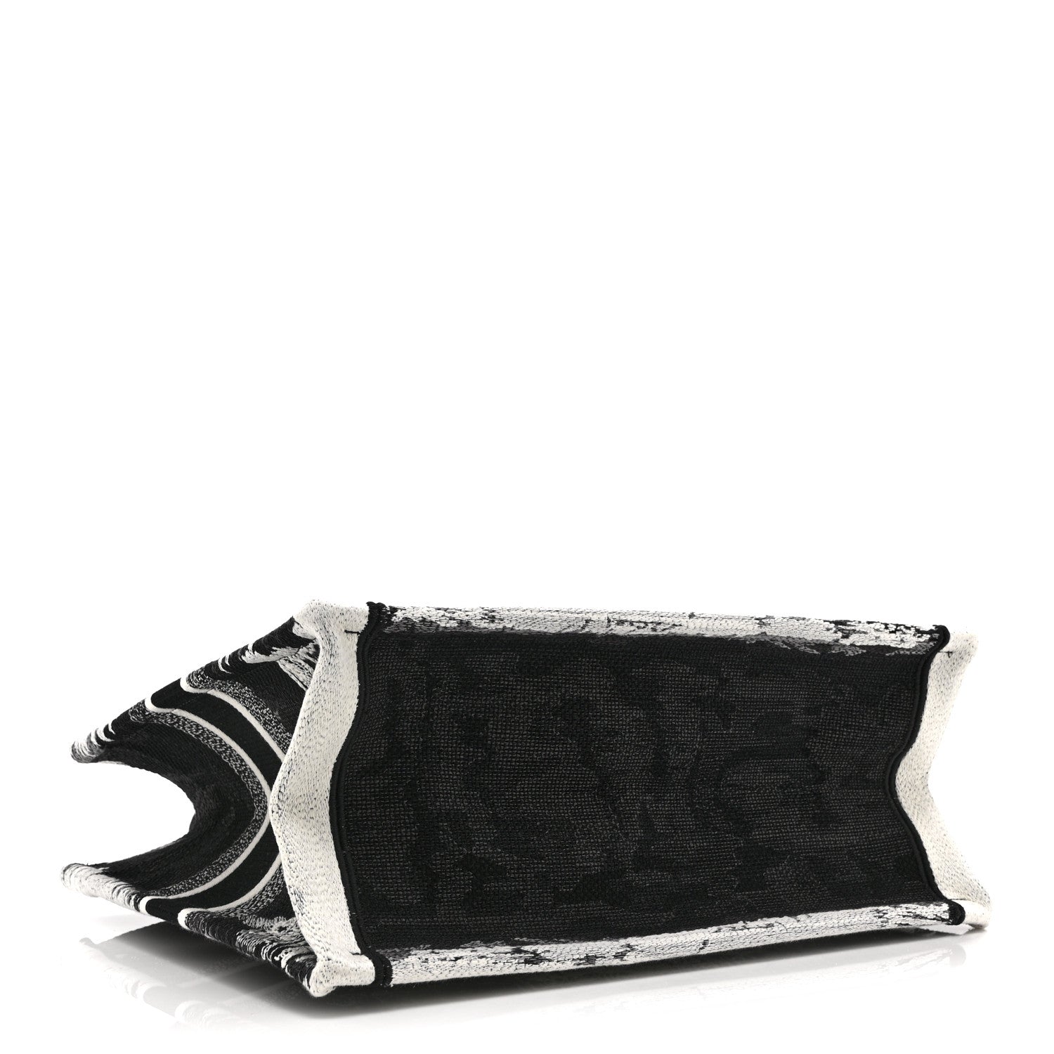 Christian Dior Canvas Embroidered Medium Paris Book Tote Black White