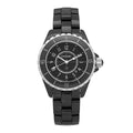 Chanel Stainless Steel Ceramic Diamond 33mm J12 Quartz Watch Black