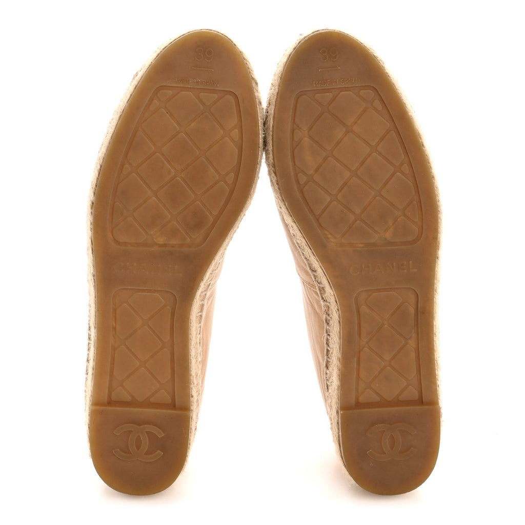 Lambskin CC Espadrilles 39 Beige Black