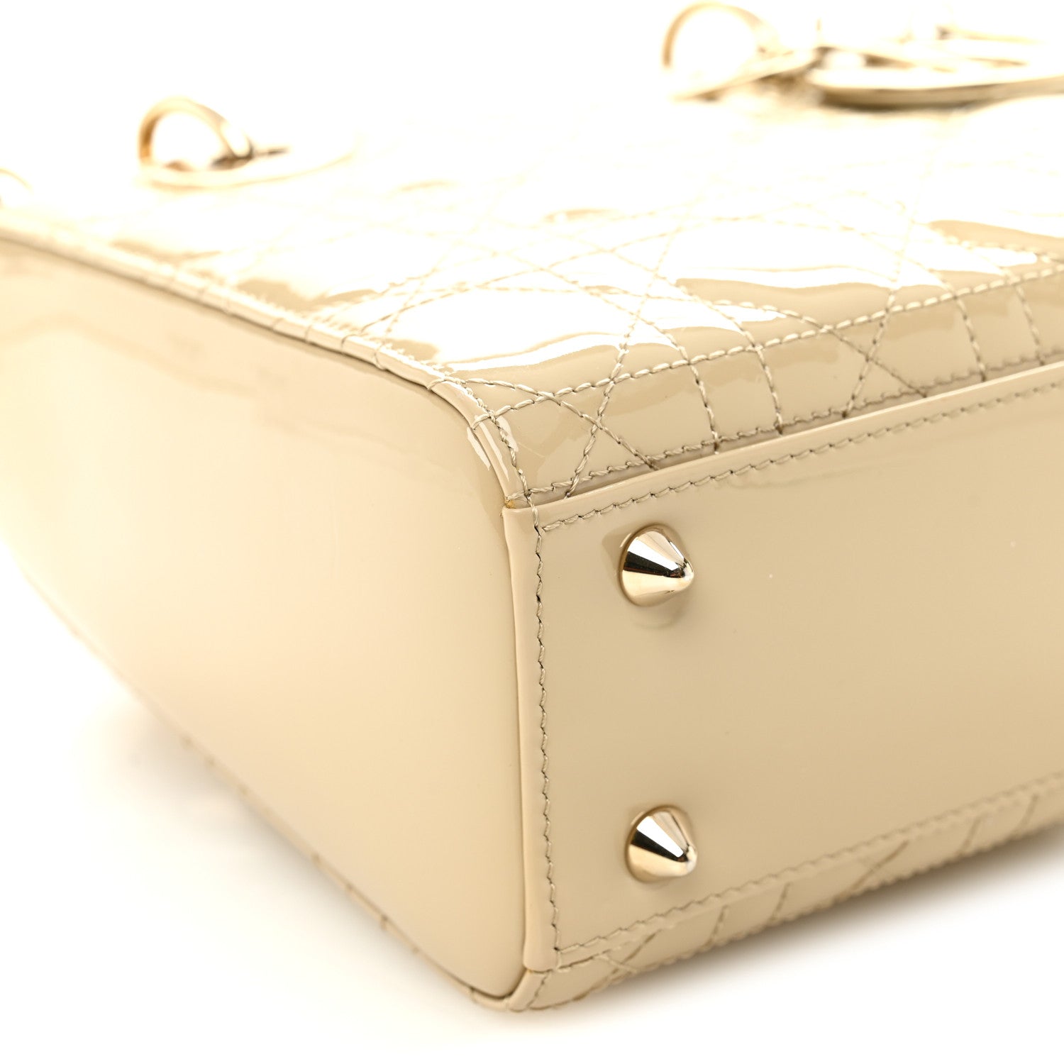 Christian Dior Patent Cannage Small Lady Dior Beige
