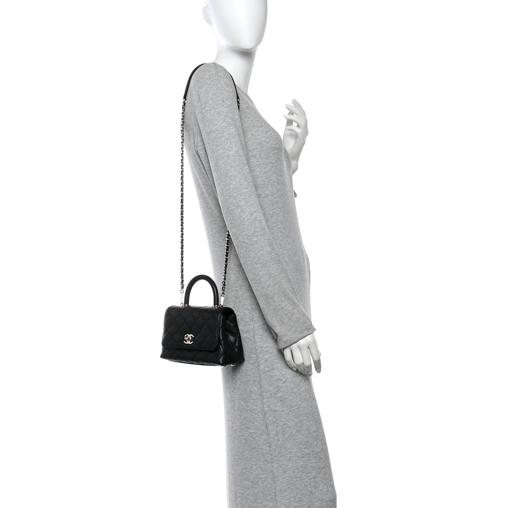 Chanel Caviar Quilted Extra Mini Coco Handle Flap Black