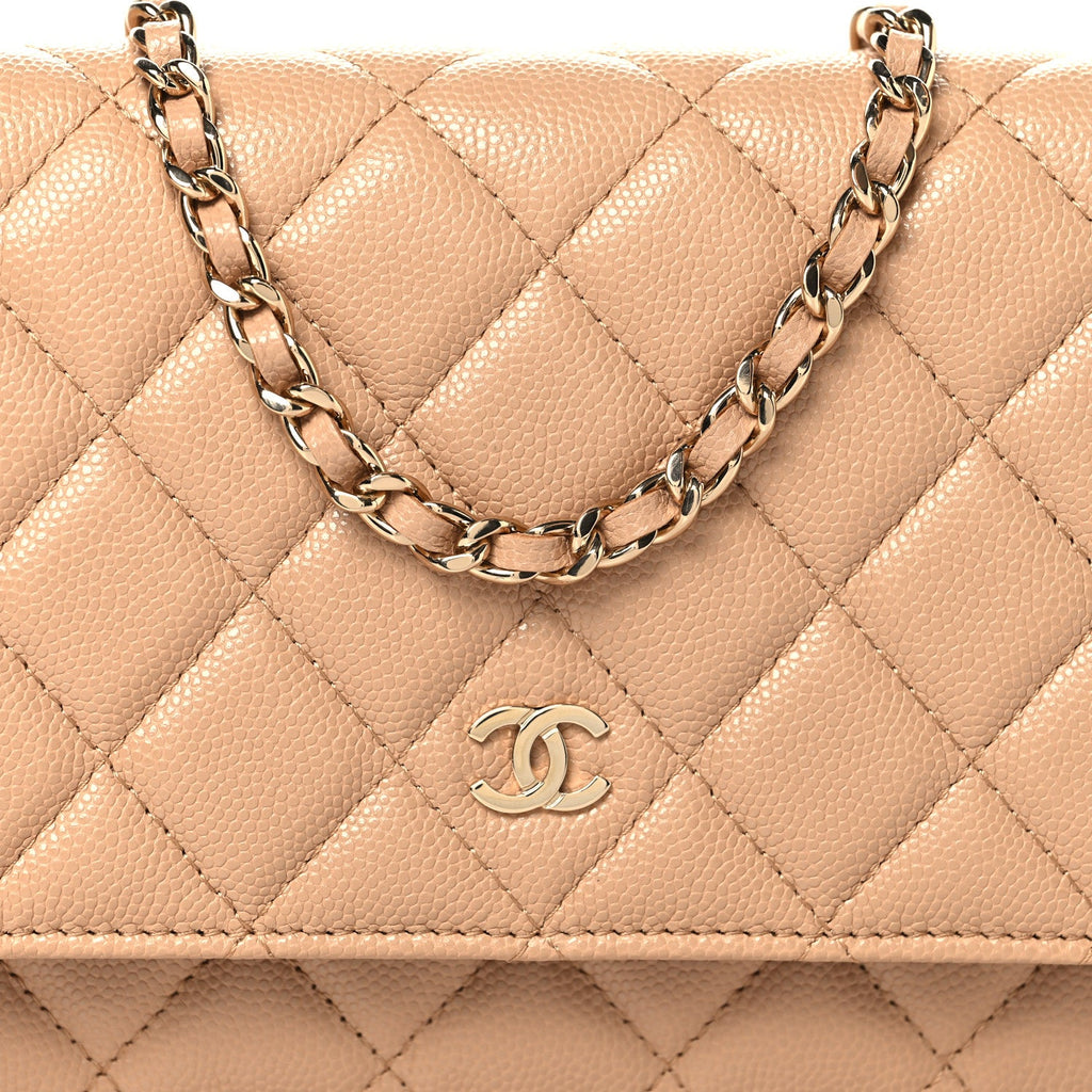 Chanel Caviar Quilted Wallet on Chain WOC Beige