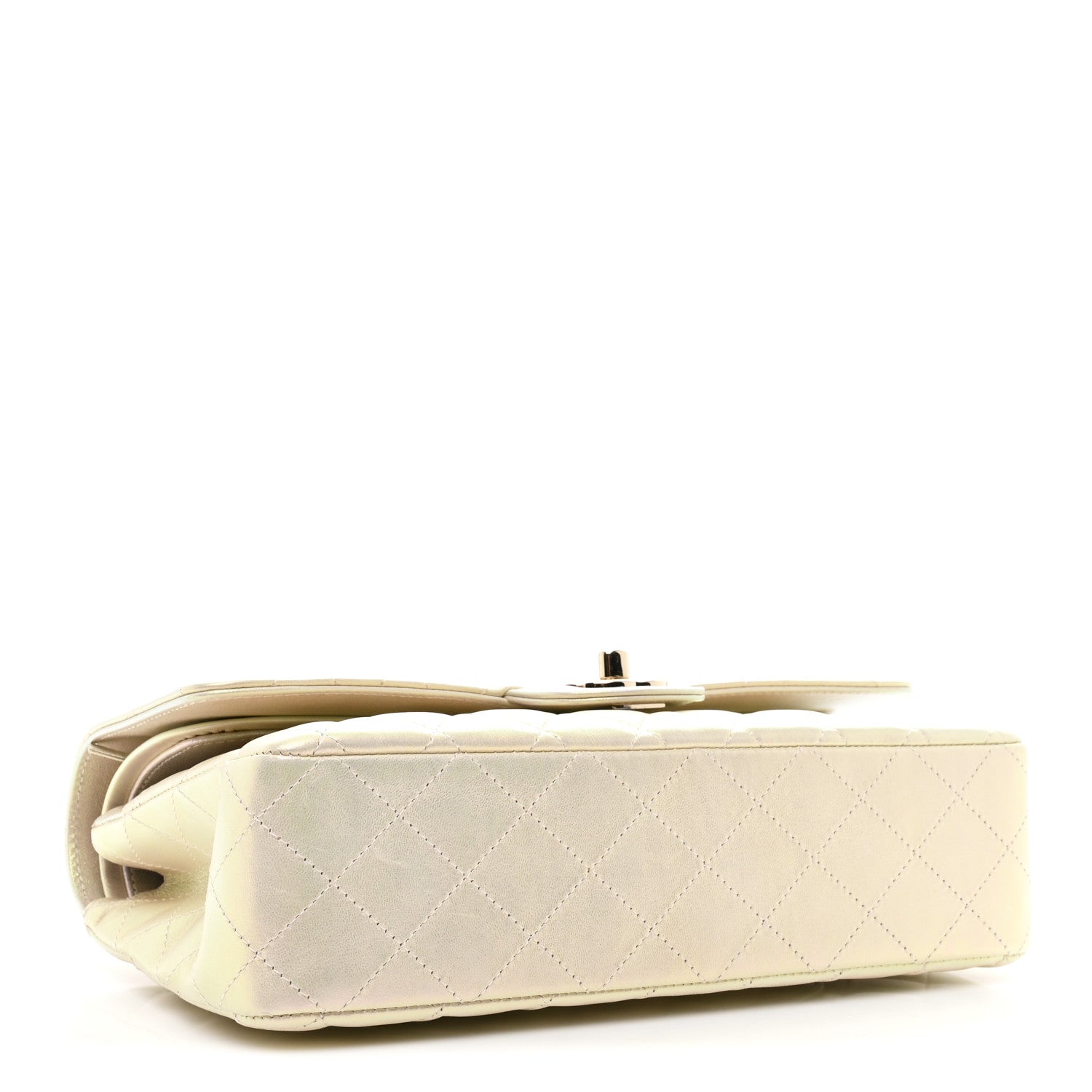 Chanel Iridescent Lambskin Quilted Medium Double Flap Ivory
