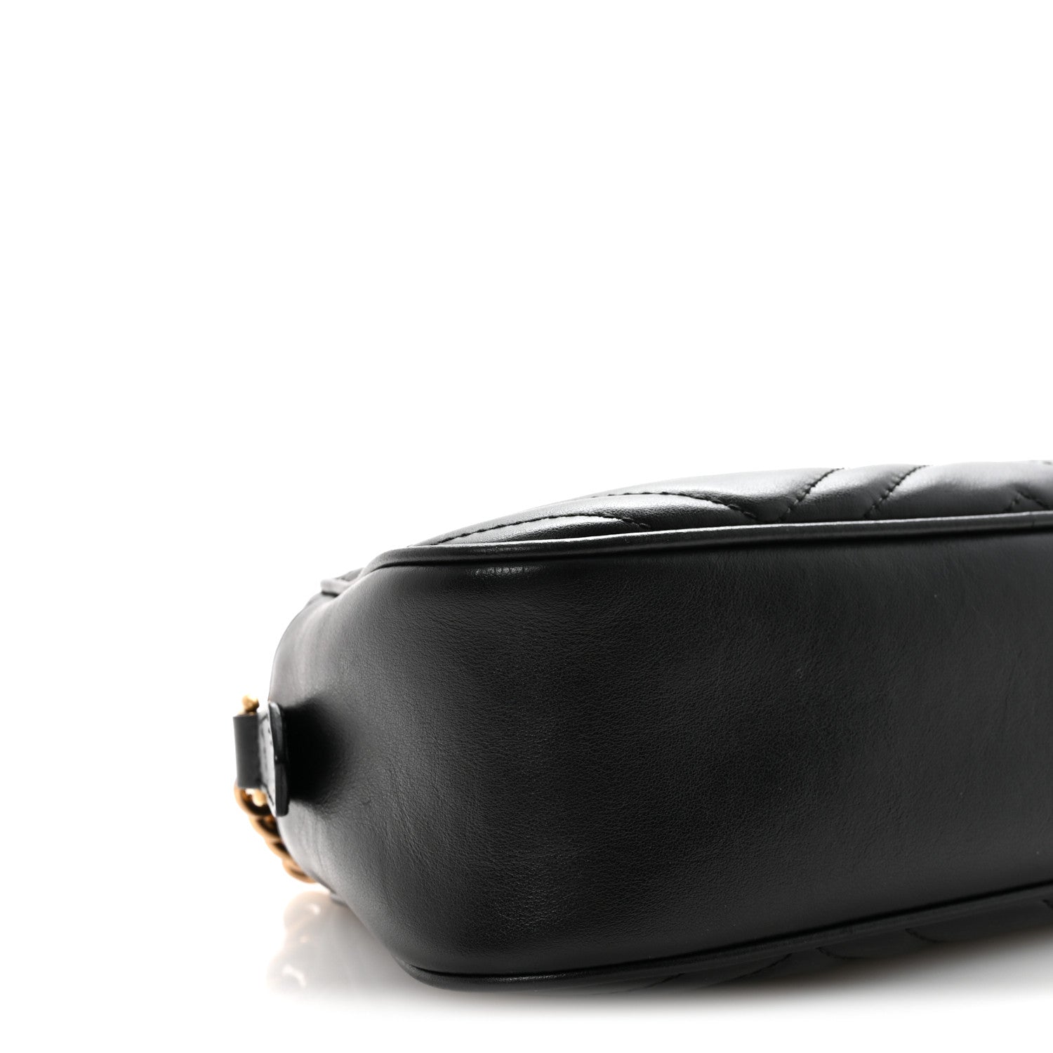 Gucci Calfskin Matelasse Small GG Marmont Chain Shoulder Bag Black