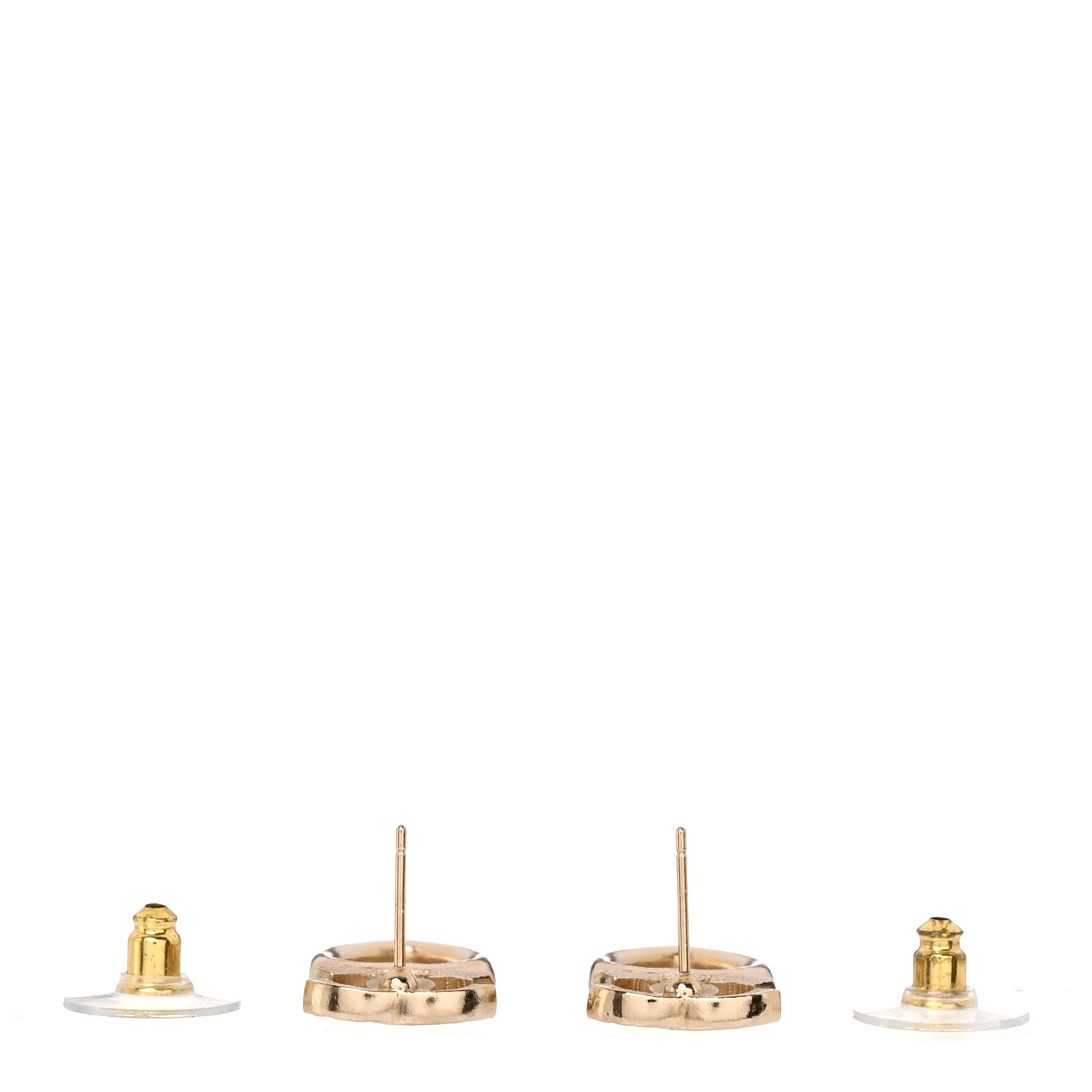Crystal CC Heart Drop Earrings Gold