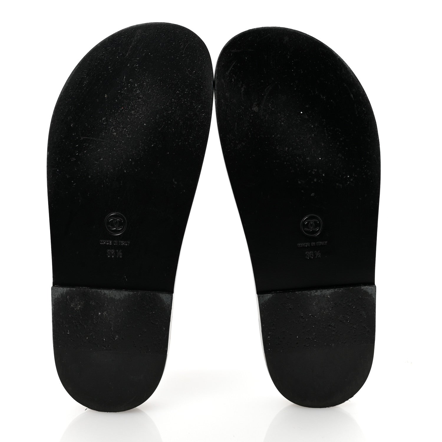 Lambskin Quilted Velcro Dad Chain CC Slide Sandals 36.5 Black
