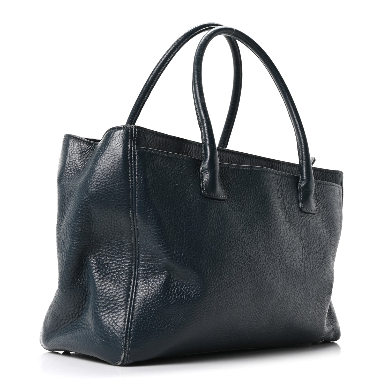 Chanel Calfskin Cerf Executive Shopper Tote Blue