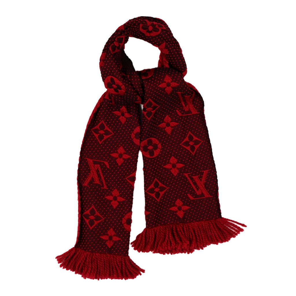 Louis Vuitton Wool Silk Logomania Scarf Rubis