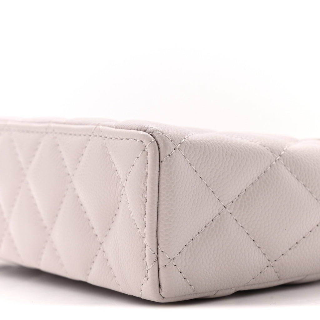 Chanel Caviar Quilted Top Handle Slim Vanity With Chain Light Purple