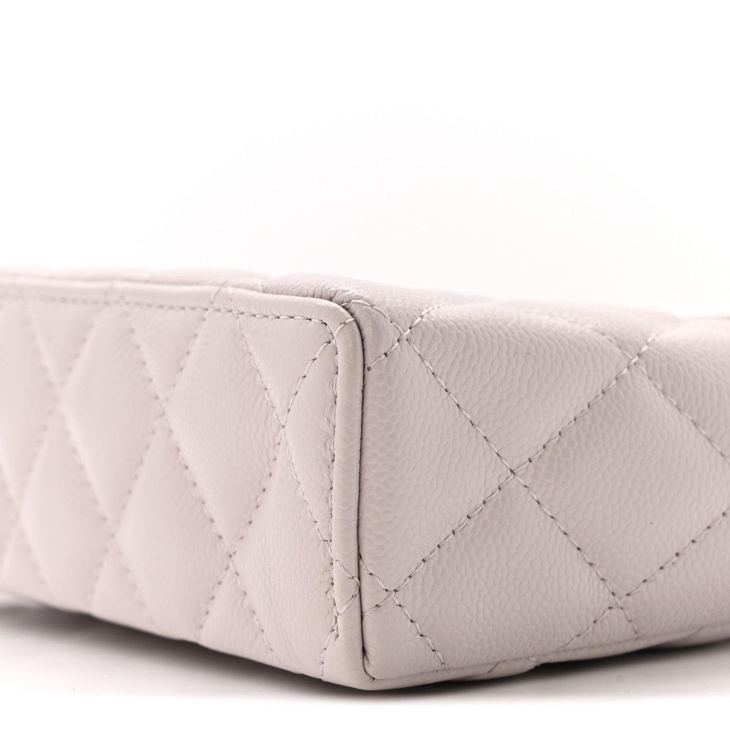 Chanel Caviar Quilted Top Handle Slim Vanity With Chain Light Purple