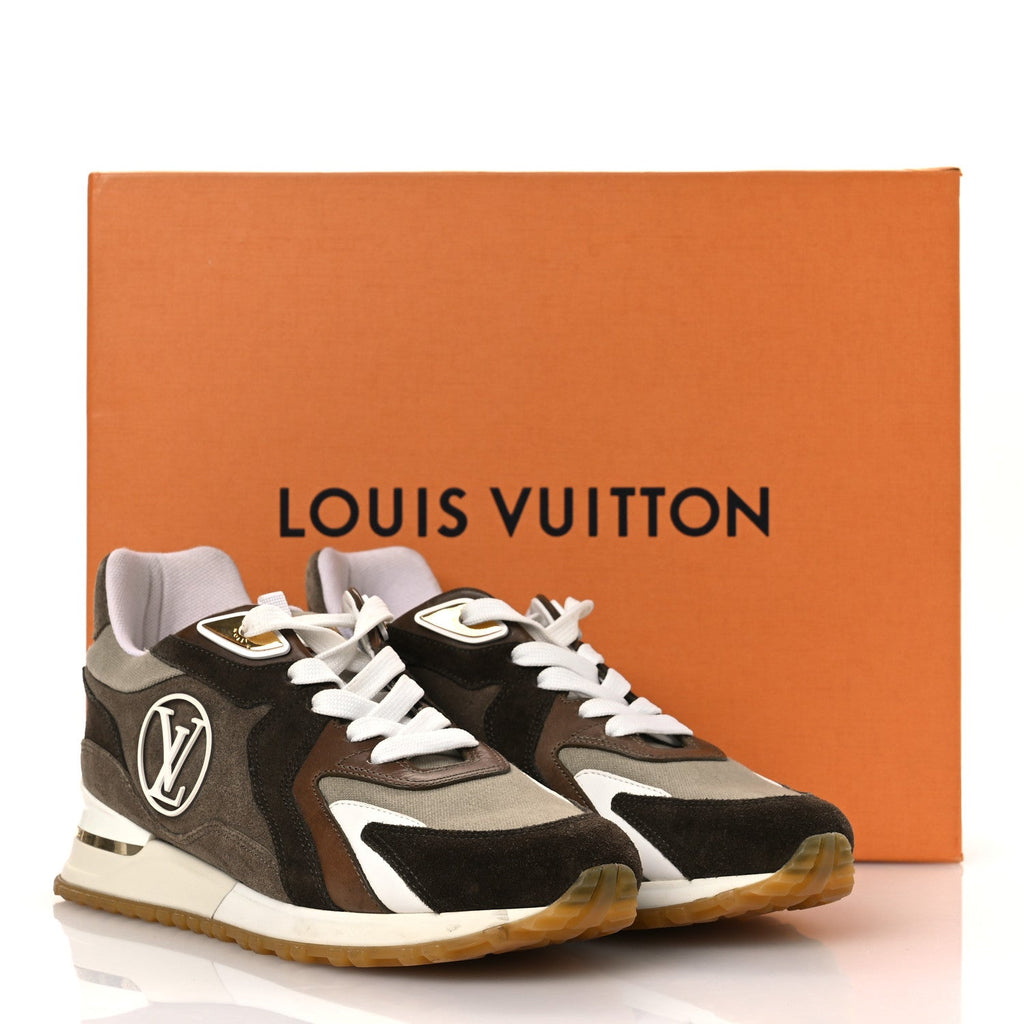 Louis Vuitton Calfskin Suede Run Away Sneakers 37.5 Kaki