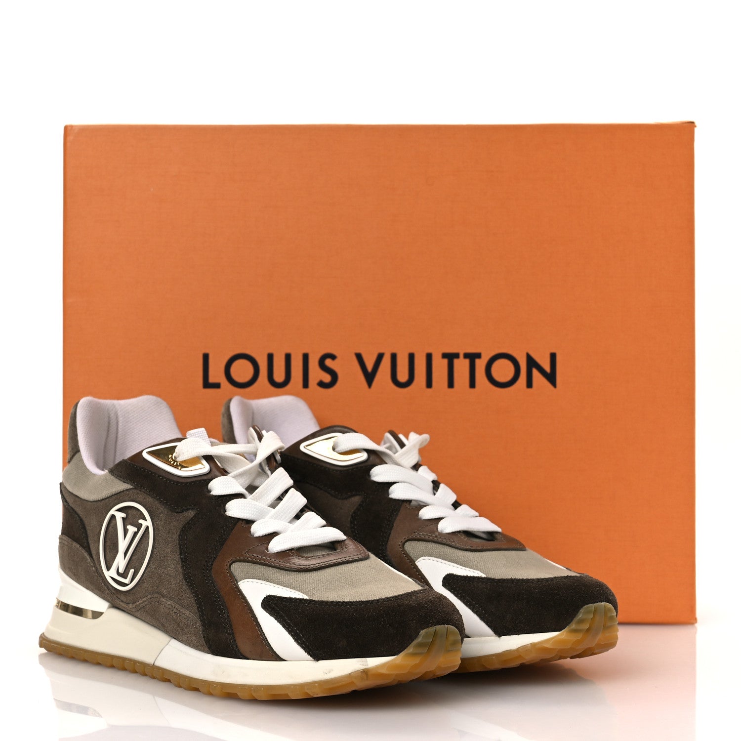 Louis Vuitton Calfskin Suede Run Away Sneakers 37.5 Kaki
