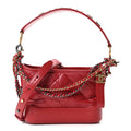 Chanel Aged Calfskin Quilted Small Gabrielle Logo Hobo Red