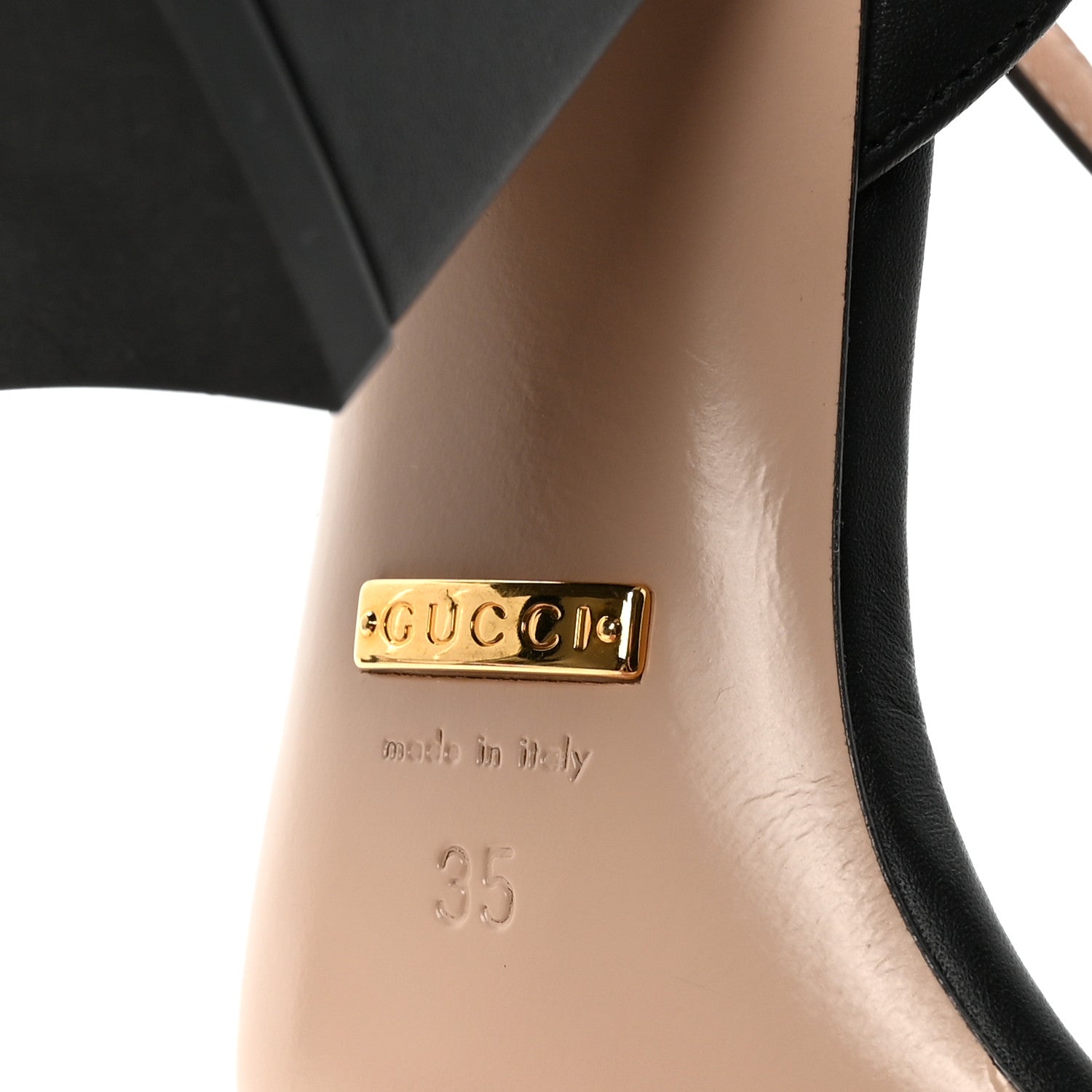Gucci Lifford Calfskin GG Marmont Ankle Wrap 75mm Sandals 35 Black