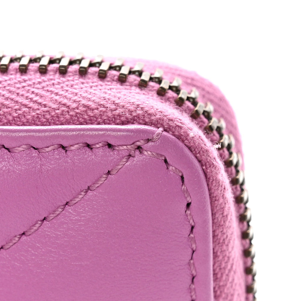 Gucci Calfskin Matelasse GG Marmont Zip Around Wallet Pink