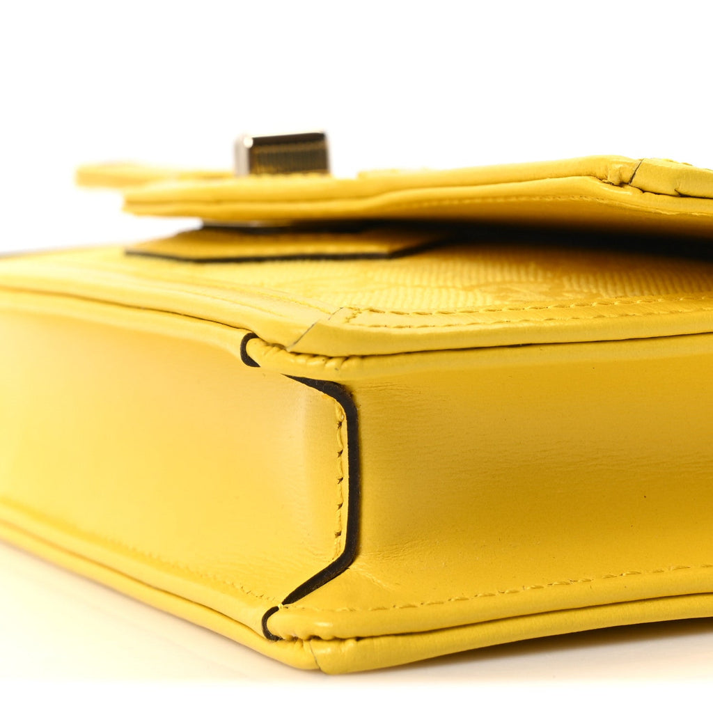 Gucci GG Monogram Scratch Lux Calfskin Mini Luce Shoulder Bag Yellow