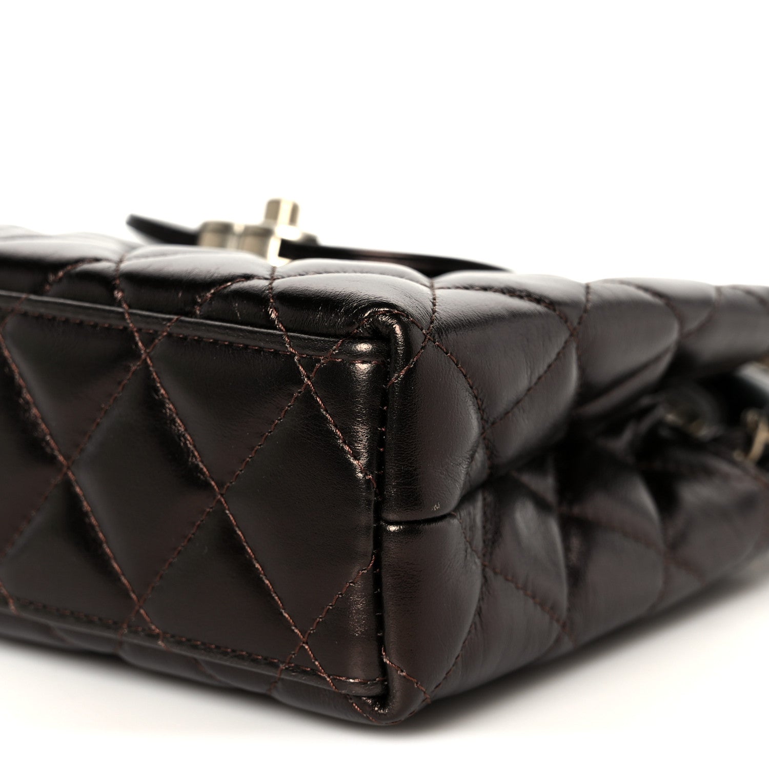 Chanel Metallic Aged Calfskin Quilted Nano Kelly Shopper Light Brown