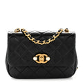 Chanel Glazed Calfskin Quilted Mini Pearl Side Flap Black