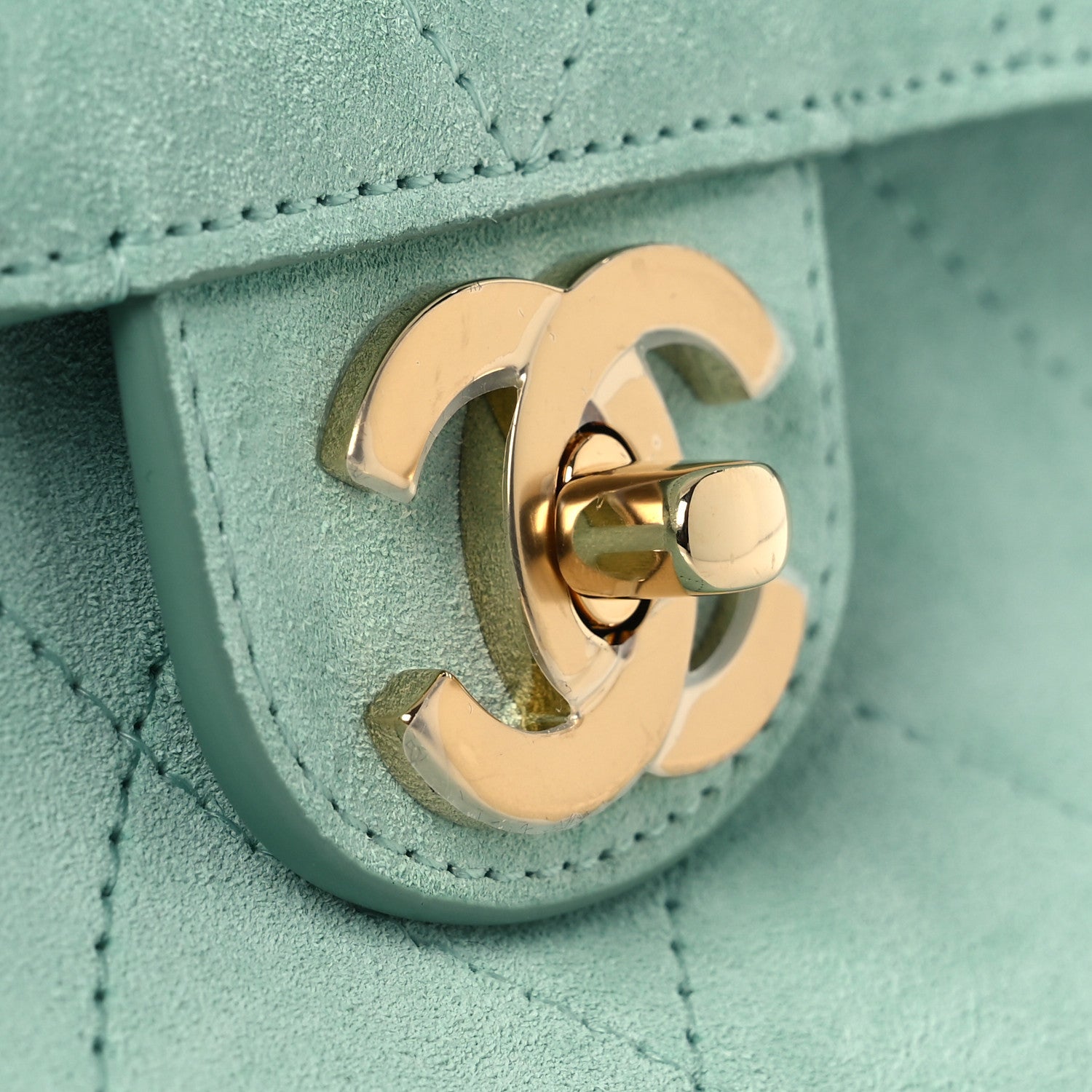 Chanel Suede Calfskin Small Souplissimo Maxi Flap Green