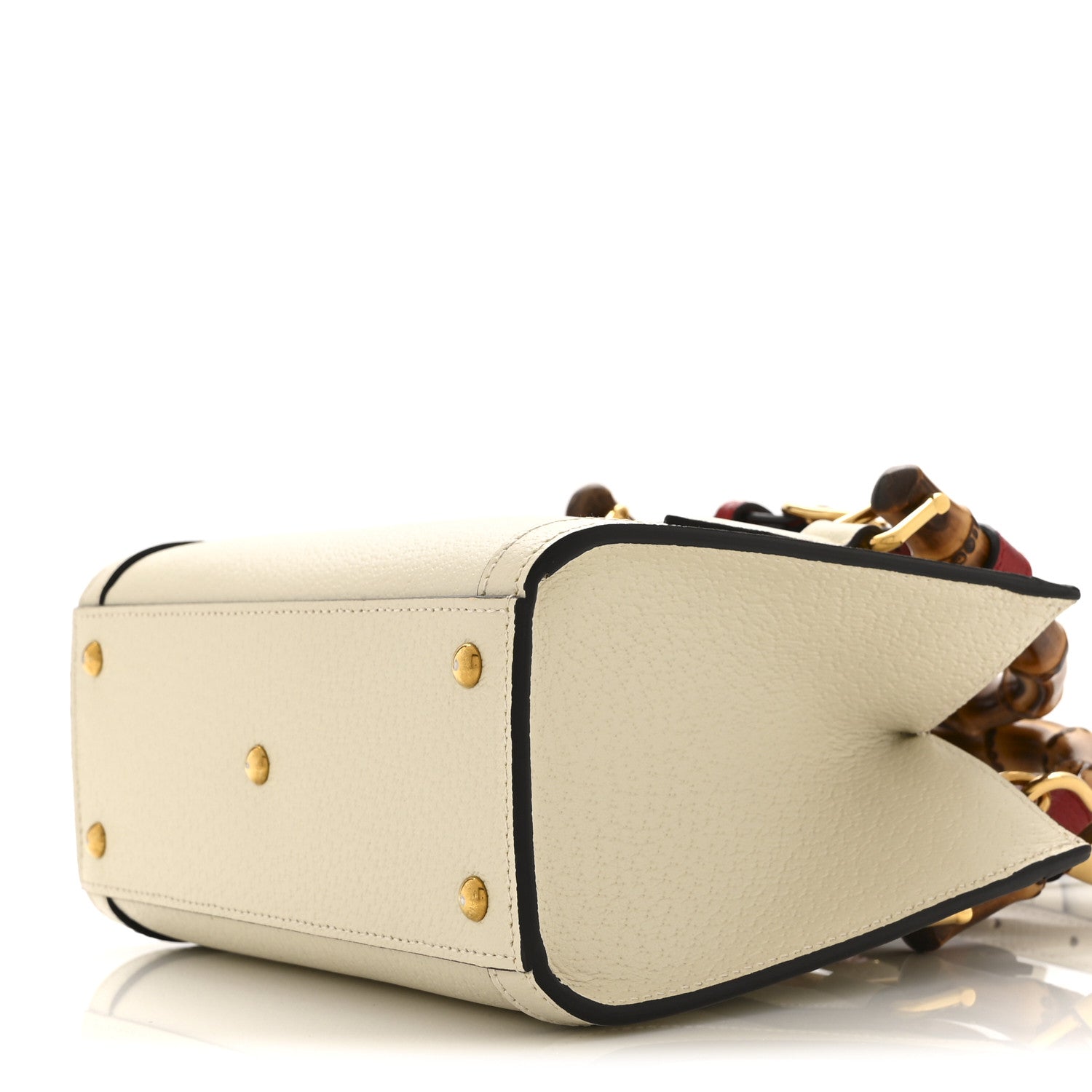 Gucci Textured Dollar Calfskin Web Mini Diana Tote Bag Mystic White