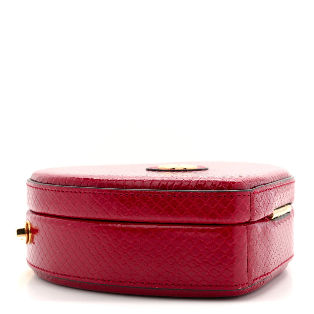 Gucci Snakeskin Broadway Mini Heart Top Handle Bag Rasberry Candy