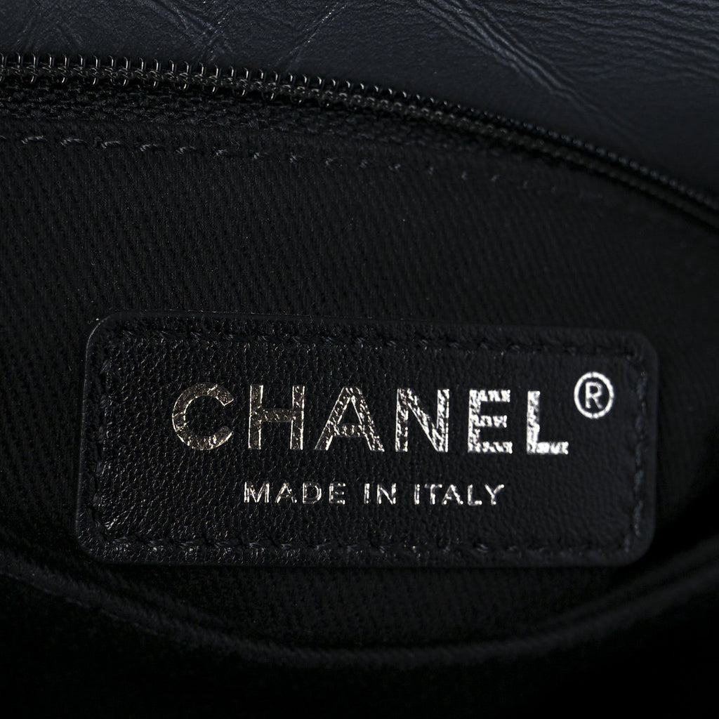 Chanel Metallic Aged Calfskin Quilted Mini Coco Handle Flap Charcoal