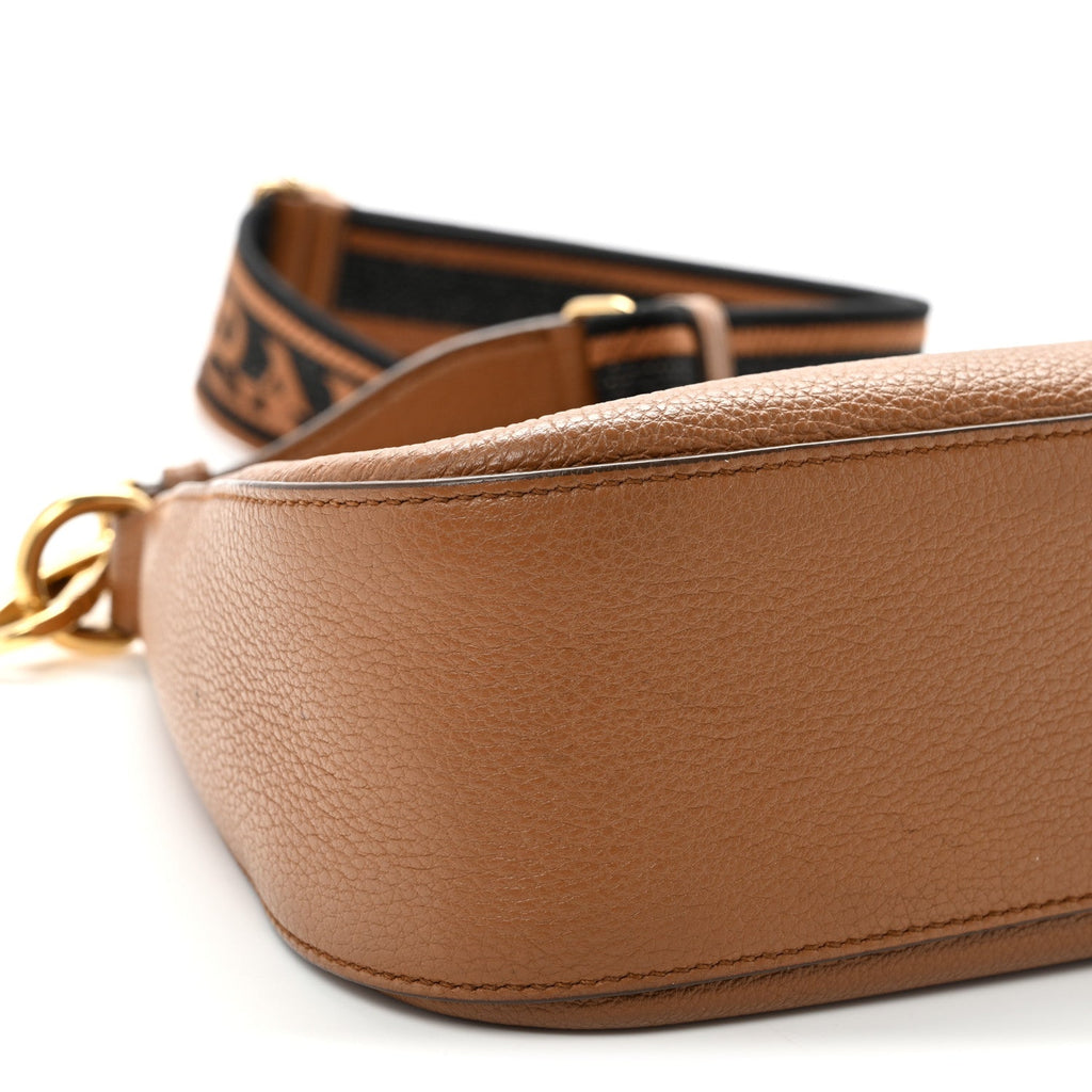 Prada Vitello Daino Soft Zippered Hobo Shoulder Bag Caramel