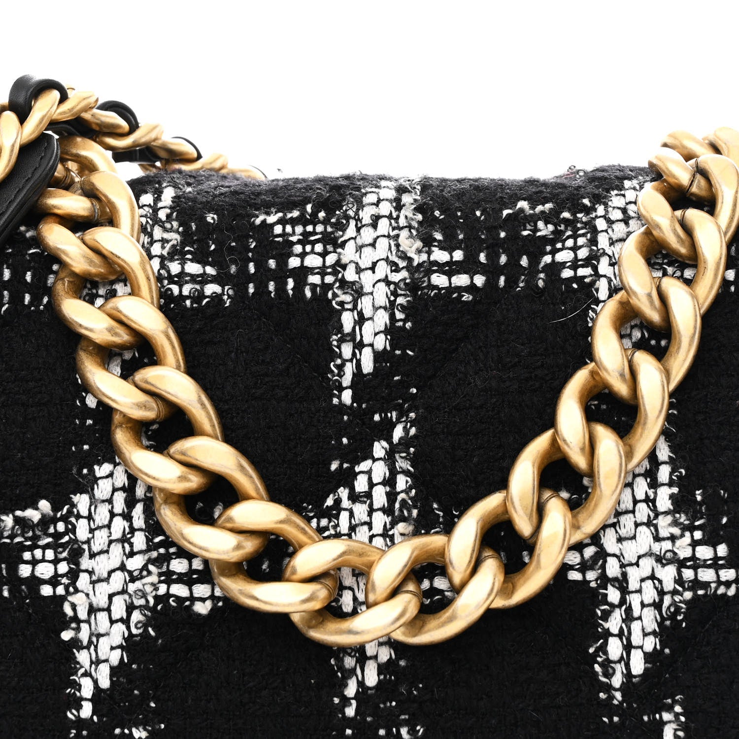 Chanel Tweed Quilted Maxi Chanel 19 Flap Black White