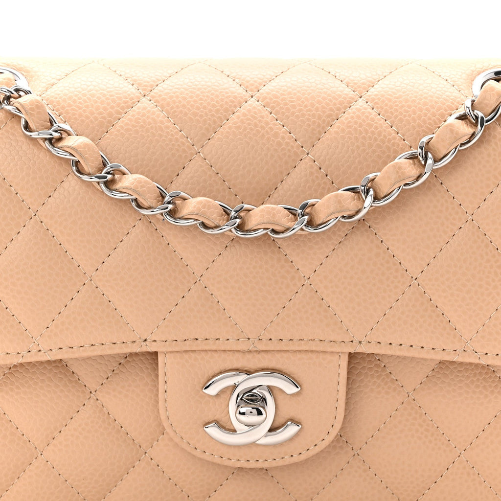 Chanel Caviar Quilted Small Double Flap Beige